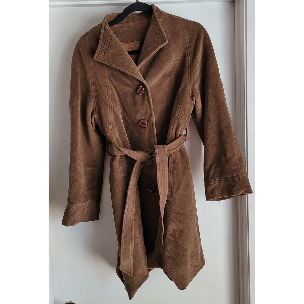 Vintage Juli de Roma Women Coat Brown Solid Classic Long Sleeve Kajjmir Cashmere